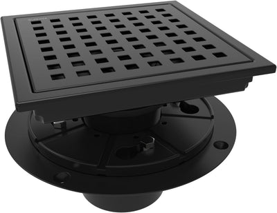 Drain de sol carré Sumerain avec bride, acier inoxydable SUS 304, noir mat
