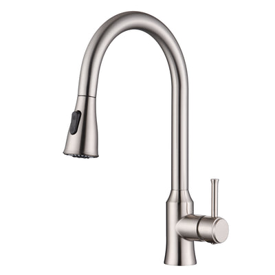 Robinet de cuisine SUMERAIN avec douchette escamotable, nickel brossé, robinet d'évier en acier inoxydable sans plomb à double fonction