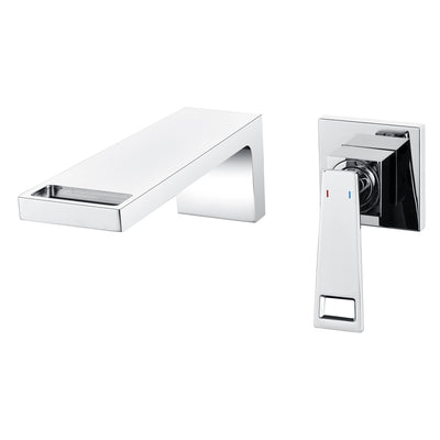 Robinet cascade mural SUMERAIN pour lavabo de salle de bain, robinet à poignée unique avec valve d'installation, chrome