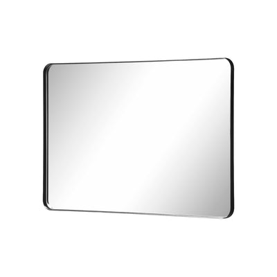 Miroir de salle de bain SUMERAIN avec cadre noir mat, miroir mural aux coins arrondis 24x30 pouces avec verre trempé incassable, montage flexible horizontal ou vertical