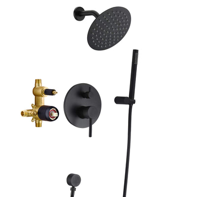Système de douche, ensemble de robinets de douche de salle de bain complet avec valve d'équilibrage de pression, noir mat