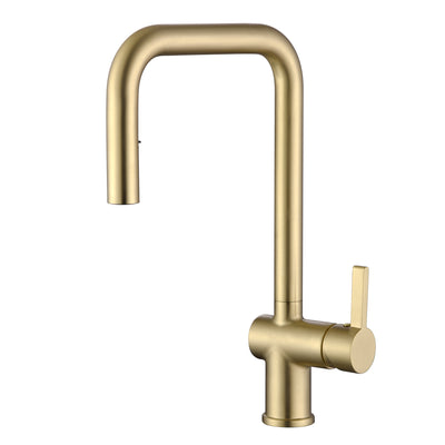 Robinet de cuisine extractible Sumerain avec mode double pulvérisation, robinet d'évier de cuisine moderne en acier inoxydable à trou unique finition or brossé