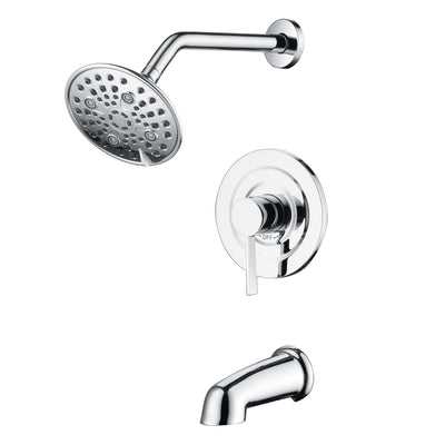 Ensemble robinet baignoire et douche Sumerain avec pomme de douche à 6 réglages, systèmes modernes de baignoire muraux avec valve et kit de finition, chrome