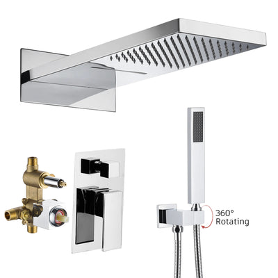 Ensemble de robinet de douche Sumerain, système de douche avec pomme de pluie et cascade à double mode, chrome