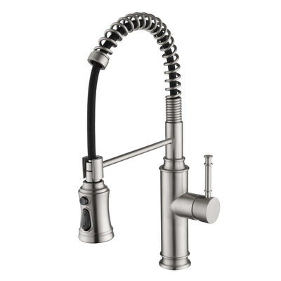 Robinet d'évier de cuisine SUMERAIN avec pulvérisateur extractible, robinet à poignée unique en acier inoxydable avec pulvérisateur à 3 fonctions, nickel brossé