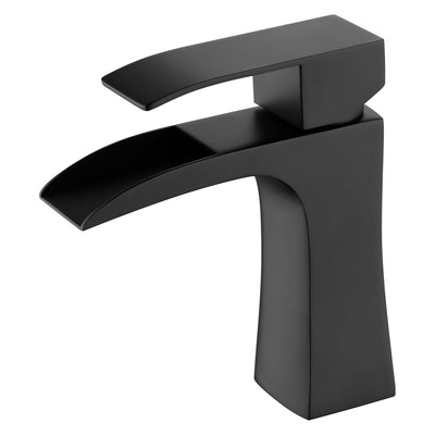 Robinet de salle de bain Sumerain trou unique, robinet cascade, poignée unique, noir mat, robinet de lavabo en acier inoxydable