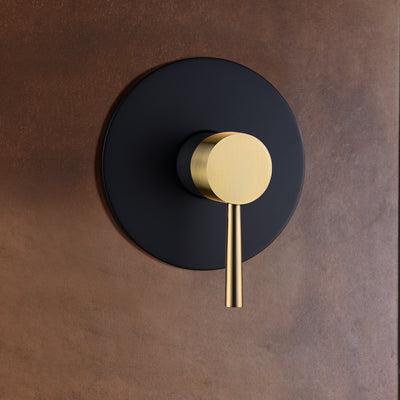 SUMERAIN Ensemble de robinets de douche à fonction unique noir et or, pomme de douche à effet de pluie en acier inoxydable de 8 pouces à poignée unique avec kit de garniture de douche à valve brute