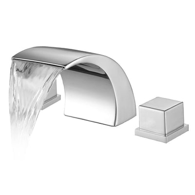 Robinet de lavabo Sumerain à large écartement, style cascade, 3 trous, double poignée, laiton chromé