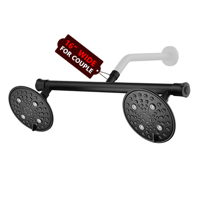 sumerain Ensemble de douche double noir mat avec bras de douche de 20", profitez d'une douche pluie haute pression à 6 réglages séparément ou ensemble