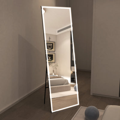 Miroir sur pied grand format Sumerain 75"x28" avec LED, miroir pleine longueur avec lumière réglable sans palier, éclairage 3 couleurs, miroir mural pour chambre, dressing, vestiaire, verre trempé