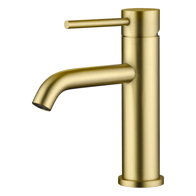 Robinet de lavabo de salle de bain SUMERAIN or brossé à poignée unique, robinet de lavabo en acier inoxydable sans plomb, trou unique