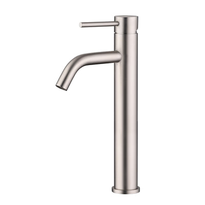 Robinet de salle de bain haut SUMERAIN finition nickel brossé pour lavabo, robinet de lavabo à poignée unique et trou unique, acier inoxydable 304, économie d'eau