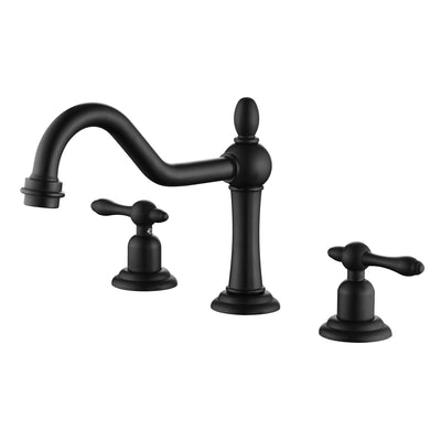 sumerain Robinet de salle de bain à large écartement 8 pouces noir mat, robinet de lavabo vintage à 2 poignées avec bec pivotant