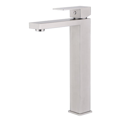Robinet de lavabo haut sumerain en nickel brossé pour salle de bain, robinet économique à trou unique et poignée unique, acier inoxydable 304