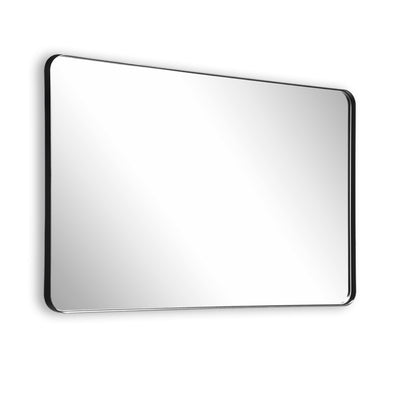 Miroir de meuble noir SUMERAIN, miroir de salle de bain encadré en aluminium 40x32 pouces avec coins arrondis et verre facile à nettoyer pour maisons modernes, convient pour salle de bain et couloir