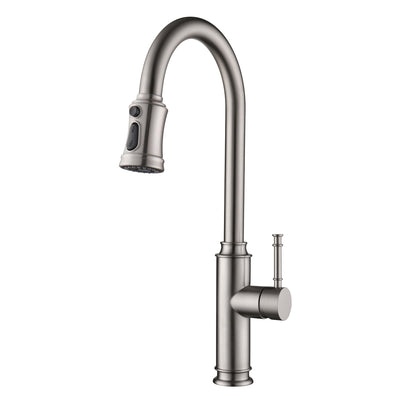 Robinet de cuisine SUMERAIN à levier unique avec pulvérisateur extractible, robinet d'évier en acier inoxydable, nickel brossé