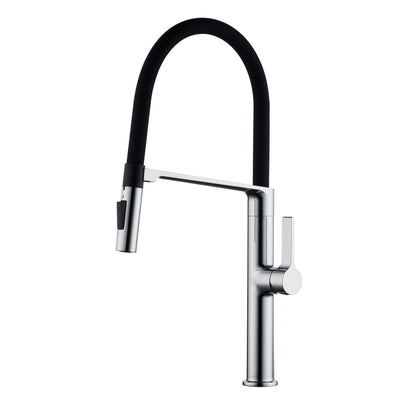 Robinet d'évier de cuisine SUMERAIN à poignée unique avec douchette escamotable, finition chrome, robinet sans plomb monté sur plan avec double mode de pulvérisation