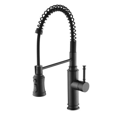 Robinet d'évier de cuisine SUMERAIN avec pulvérisateur à ressort extractible, robinet d'évier à levier unique avec pulvérisateur à 3 fonctions, noir mat