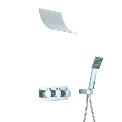 Ensemble de robinet de douche Sumerain, système de douche chrome avec pomme de douche cascade, douchette et valve d'installation en laiton