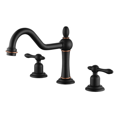 Robinet de salle de bain SUMERAIN 8 pouces à large écartement 3 trous, robinet de lavabo à 2 poignées style vintage finition bronze huilé