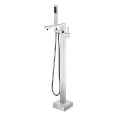 Robinet de baignoire sur pied SUMERAIN avec douchette, robinet de baignoire de salle de bain à débit élevé avec bec pivotant à 360 degrés, chrome