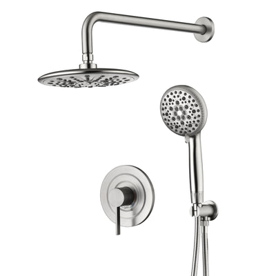 Ensemble de robinet de douche haute pression 9 pouces SUMERAIN, système de douche pluie avec pommeau de douche à main filtré, valve d'installation et garniture incluses, nickel brossé