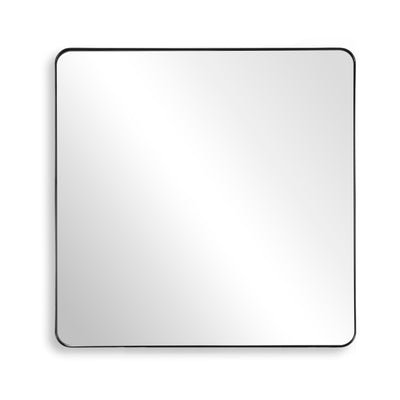 Grand miroir de salle de bain SUMERAIN, miroir mural 38x38 pouces avec cadre en aluminium et verre trempé noir mat, se suspend horizontalement ou verticalement, facile à installer