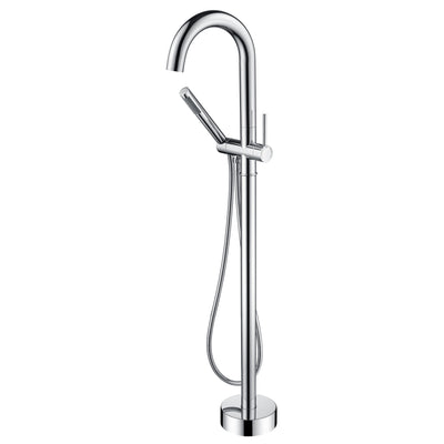 Mitigeur de baignoire autoportant sumerain, robinet de salle de bain moderne sur pied avec douchette à haut débit, chrome