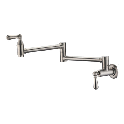 Robinet mural SUMERAIN pour remplissage de casseroles, nickel brossé, robinet de cuisine traditionnel avec bras articulés doubles au-dessus de la cuisinière