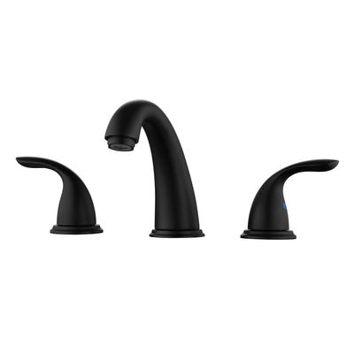 Robinet de salle de bain SUMERAIN à large écartement, double poignée, robinet de lavabo 3 trous, noir mat