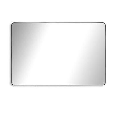 Miroir de meuble de salle de bain SUMERAIN 48x32 pouces, miroir mural encadré en aluminium noir mat avec verre trempé pour grands espaces dans salles de bain modernes ou style ferme