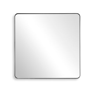 Miroir de salle de bain SUMERAIN, grand miroir mural 36x36 pouces avec cadre noir mat et coins arrondis, verre trempé incassable pour entrée, salon et style ferme