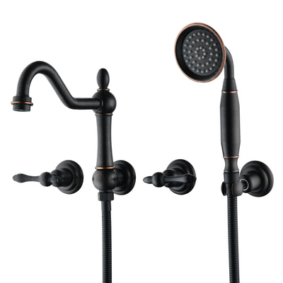 Robinet de baignoire mural SUMERAIN bronze huilé avec douchette à main, remplisseur de baignoire classique à haut débit, valve d'installation incluse