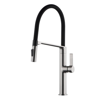Robinet de cuisine SUMERAIN monté sur plan avec douchette escamotable, robinet d'évier à double mode de pulvérisation en nickel brossé