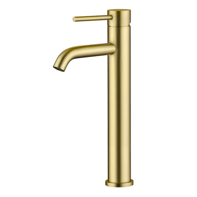Robinet de lavabo surélevé SUMERAIN pour salle de bain, acier inoxydable 304, robinet de lavabo économique à eau, poignée unique, trou unique, finition or brossé