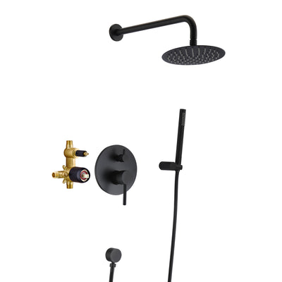 Ensemble de robinet de douche Sumerain noir mat, système de douche noir avec pomme de pluie et douchette