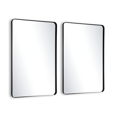 Lot de 2 miroirs de salle de bain SUMERAIN noirs, ensemble de deux miroirs de toilette en verre trempé encadrés en aluminium pour meuble double vasque, 24x36 pouces montage horizontal ou vertical