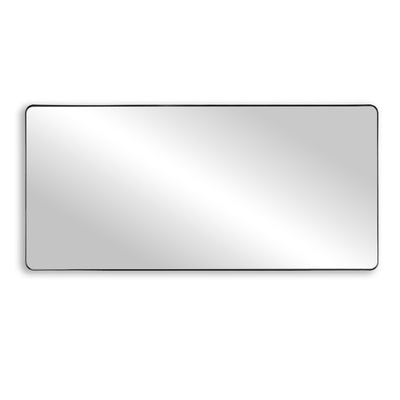 Miroir de salle de bain SUMERAIN 60x28 pouces, grand rectangle arrondi, miroir encadré en métal noir avec verre trempé incassable pour salle de bain