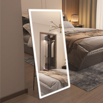 Miroir pleine longueur SUMERAIN avec lumières, miroir sur pied LED 80"x36", miroir de corps entier avec gradation et 3 éclairages colorés, miroir sur pied pour chambre, salon, dressing