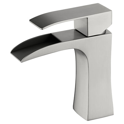 Robinet de salle de bain Sumerain nickel brossé, trou unique, robinet de lavabo cascade en acier inoxydable, robinet de salle de bain pour meuble-lavabo