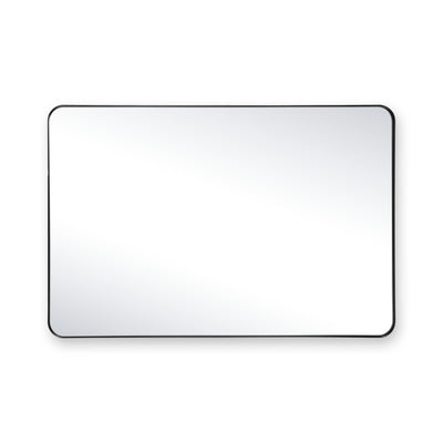Miroir de salle de bain moderne SUMERAIN, miroir mural encadré en aluminium noir mat 24x36 pouces avec verre trempé, parfait pour une décoration contemporaine de salle de bain ou chambre