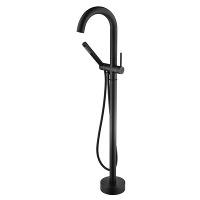Robinet de baignoire autoportant sumerain noir mat avec douchette, mitigeur sur pied à haut débit avec bec pivotant
