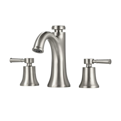 Robinet de lavabo de salle de bain Sumerain en nickel brossé à 3 trous, robinet de lavabo à large écartement à deux poignées, laiton massif, mémoire de température