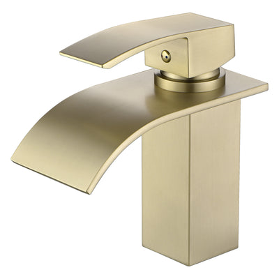 Robinet cascade SUMERAIN pour lavabo, robinet de salle de bain en acier inoxydable sans plomb, poignée unique, trou unique, or brossé