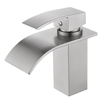 Robinet cascade SUMERAIN pour lavabo de salle de bain, robinet mitigeur à trou unique et poignée unique, acier inoxydable nickel brossé, robinet de vanité