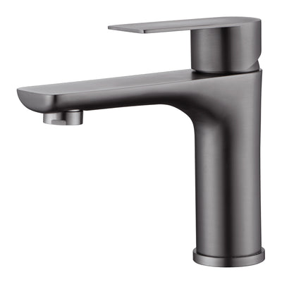 sumerain Single Handle Bathroom Sink Faucet Single Hole Bathroom Faucet Metallic Gray Vanity Faucet Stainless Steel with Water Supply Lines