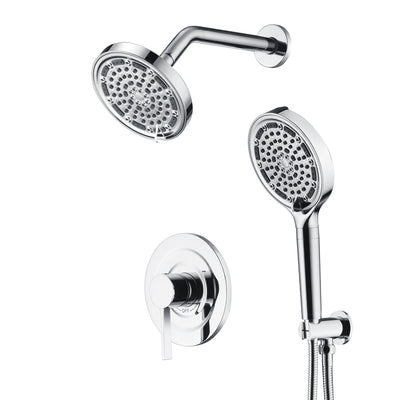 Ensemble robinet de douche SUMERAIN avec pomme de douche à main filtrée 6 jets, système de douche pluie mural chromé