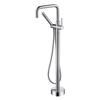 Robinet de baignoire autoportant SUMERAIN, robinet de baignoire moderne monté au sol avec douchette, robinet en laiton à haut débit, chrome