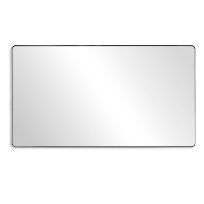 Miroir de salle de bain SUMERAIN encadré en aluminium noir pour mur, grand miroir de toilette rectangle arrondi 72x40 pouces, se suspend horizontalement ou verticalement
