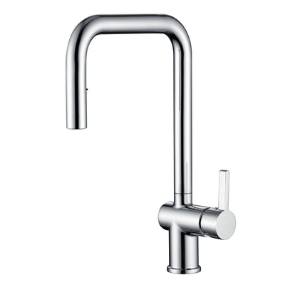 Robinet de cuisine Sumerain avec douchette rétractable finition chrome, robinet d'évier de cuisine en acier inoxydable à trou unique avec mode double pulvérisation